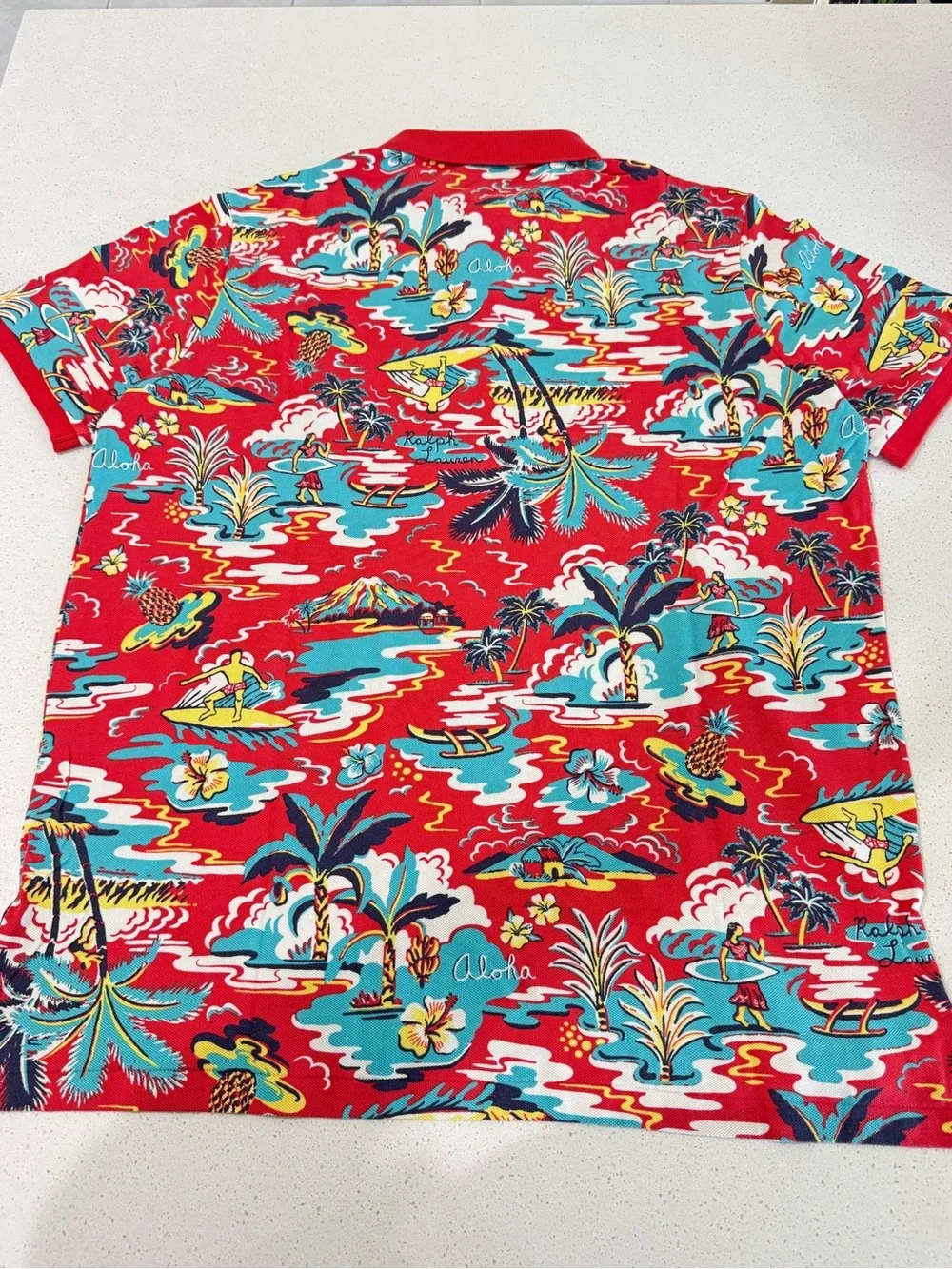 NWT Polo Ralph Lauren Aloha Tropical Print Polo Shirt Red Men’s L Classic Fit - Picture 12 of 12